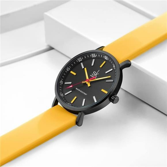 SK Ultra Thin Fashion Sport Sweatproof Women Watch, Silicone Band, Yellow main image 5